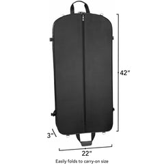 WallyBags 42" Premium Travel Garment Bag with shoulder strap and two large pockets ( Black , 42-inch ) Black 42 Inch U1