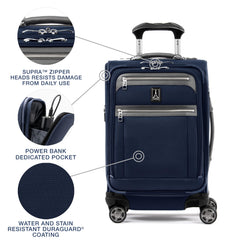 Travelpro Platinum Elite Softside Expandable Checked Luggage, 8 Wheel Spinner Large Suitcase, TSA Lock, Men and Women ( Dark Blue , Carry-On 21-Inch ) Dark Blue Carry On 21 Inch U2