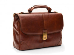 Bosca Men's Dolce Collection Flapover Briefcase ( Dark Brown , One Size ) Dark Brown One Size U1