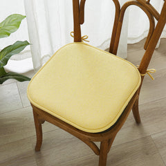 Elegant Comfort Chair Cushion Covers with Ties and Non Skid Rubber Backing-Thick Memory Foam - Soft Cushion Pad- Rounded Square Seat Cover- 16 x 16 Inches - Set of 2 Chevron Textured Pattern, Yellow Chevron Yellow Set of 2 U1