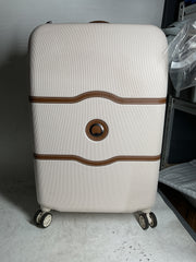 DELSEY Paris Chatelet Hardside Luggage with Spinner Wheels ( Champagne White , Checked-Medium 24 Inch ) Champagne White Checked Medium 24 Inch U6