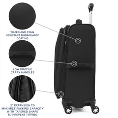 Travelpro Maxlite 5 Softside Expandable Luggage with 4 Spinner Wheels, Lightweight Suitcase, Men and Women Black Carry On 21 Inch U46