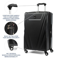 Travelpro Maxlite 5 Hardside Spinner Wheel Luggage ( Black , Checked-Medium 25-Inch ) Black Checked Medium 25 Inch U1
