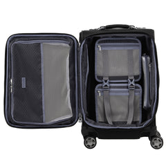 Travelpro Platinum Elite Softside Expandable Luggage, 8 Wheel Spinner Suitcase, USB Port, Fits up to 15" Laptop, Men and Women, Business Plus Shadow Black Carry On 20 Inch U3