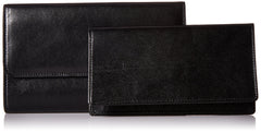 Bosca Womens Old Leather Framed Checkbook Clutch Wallet Black One Size U1