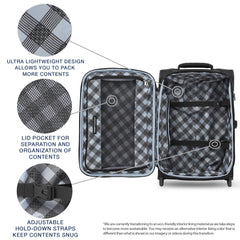 Travelpro Maxlite 5 Softside Expandable Upright 2 Wheel Luggage, Lightweight Suitcase, Men and Women Black Carry On 22 Inch U44