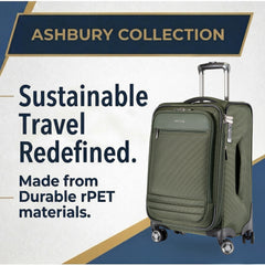 Ricardo Beverly Hills Ashbury Softside Luggage, Expandable Suitcase, Lightweight Sustainable rPET Travel Bag with TSA Lock & Dual Spinner Wheels, 24-inch Medium Check-in ( Pine , Check-In Medium 24-Inch ) Pine Check In Medium 24 Inch U1
