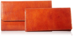 Bosca Womens Old Leather Framed Checkbook Clutch Wallet Amber One Size U3
