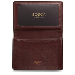 Bosca | Men’s 2 Pocket Card Case Wallet w/I.D. Window in Dolce Italian Leather ( Dark Brown , One Size ) Dark Brown One Size U2