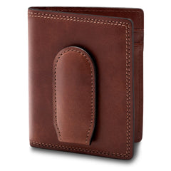 Bosca Men's Wallet, Dolce Leather Front Pocket Bifold Wallet with Magnetic Clip ( Dark Brown , One Size ) Dark Brown One Size U3