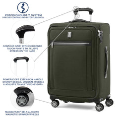 Travelpro Platinum Elite Softside Expandable Checked Luggage, 8 Wheel Spinner Suitcase, TSA Lock, Men and Women, Checked Medium 25-Inch ( Pilot Green , Checked-Medium 25-Inch ) Pilot Green Checked Medium 25 Inch U4