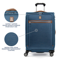 Travelpro Platinum Elite Softside Expandable Checked Luggage, 8 Wheel Spinner Large Suitcase, TSA Lock, Men and Women ( Coastal Blue , Checked-Medium 25-Inch ) Coastal Blue Checked Medium 25 Inch U1