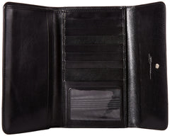 Bosca Womens Old Leather Framed Checkbook Clutch Wallet Black One Size U1