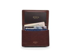 Bosca Mens Dolce Collection - Full Gusset Two-Pocket Card Case w/ I.D. Dark Brown One Size U1