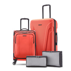 American Tourister Troupe Hardside and Softside Travel System Chili Pepper Red 4 PC SET U9