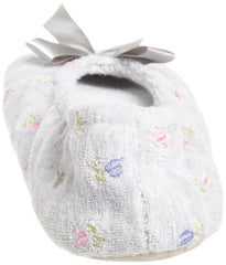 Isotoner Women's Embroidered Terry Ballerina Slipper Heather Grey Medium 6 5 7 5 U1