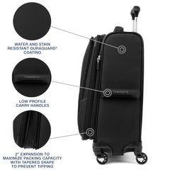 Travelpro Maxlite 5 Softside Expandable Luggage with 4 Spinner Wheels, Lightweight Suitcase, Men and Women ( Black , Carry-on 21-Inch ) Black Carry On 21 Inch U86