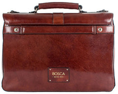 Bosca Old Leather Single Gusset Flapover Brief ( Dark Brown , One Size ) Dark Brown One Size U3