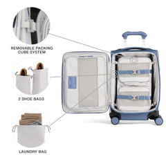 Travelpro VersaPack+ Lightweight Softside Expandable Carry on Luggage, 8 Spinner, TSA Lock, Carry On 21-Inch ( Elemental Blue , Carry On ) Elemental Blue Carry On U1