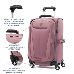 Travelpro Maxlite 5 Softside Expandable Luggage with 4 Spinner Wheels, Lightweight Suitcase, Men and Women Dusty Rose Pink Carry On 21 Inch U5