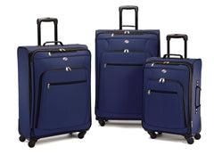 American Tourister AT Pops Plus Softside 3-Piece Spinner Wheel Luggage Set Navy One Size U1