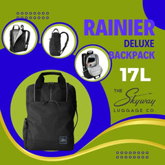 Skyway Luggage Rainier Backpack, Eco-Friendly, Made of 100% rPET Travel Laptop Bag for Women & Men ( Crater Black , 17L ) Crater Black 17 L U1