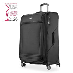 Ricardo Beverly Hills Avalon Softside Luggage Made with Sustainable 100% Recycled PET (rPET), Lightweight, Eco-Friendly Travel, Expandable, Dual Spinner Wheels ( Black , 28-inch ) Black 28 Inch U1