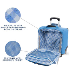 Travelpro Maxlite 5 Softside Lightweight Rolling Underseat Tote Upright 2 Wheel Bag, Men and Women Azure Blue 16 Inch U1