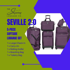 Skyway Luggage Seville Softside 5-Piece Travel Luggage Weather & Abrasion Resistant, Expandable with Spinner Wheels ( Purple , 5-Piece Set ) Purple 5 Piece Set U2