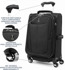 Travelpro Maxlite 5 Softside Expandable Luggage with 4 Spinner Wheels, Lightweight Suitcase, Men and Women ( Black , 3-Piece Set (21/25/29) ) Black 3 Piece Set 21 25 29 U1