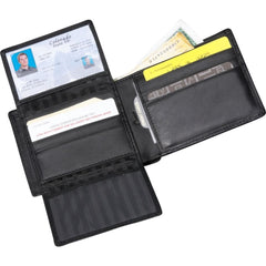 Nappa Leather RFID Blocking Euro Commuter Wallet Black One Size U1