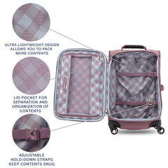 Travelpro Maxlite 5 Softside Expandable Luggage with 4 Spinner Wheels, Lightweight Suitcase, Men and Women Dusty Rose Pink Carry On 21 Inch U5