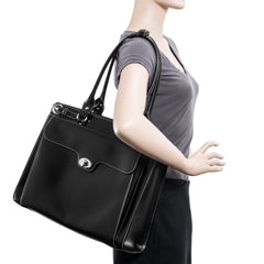 McKlein USA Winnetka 15.4" Leather Ladies' Laptop Briefcase w/ Removable Sleeve ( Black , One Size ) Black One Size U1