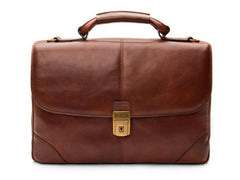 Bosca Men's Dolce Collection Flapover Briefcase ( Dark Brown , One Size ) Dark Brown One Size U1