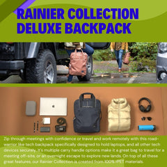 Skyway Luggage Rainier Backpack, Eco-Friendly, Made of 100% rPET Travel Laptop Bag for Women & Men ( Crater Black , 17L ) Crater Black 17 L U1