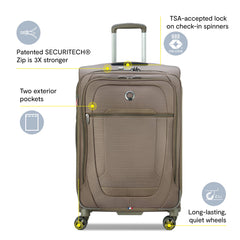 DELSEY Paris Helium DLX Softside Expandable Luggage with Spinner Wheels ( Navy Blue , Checked-Medium 25 Inch ) Navy Blue Checked Medium 25 Inch U3