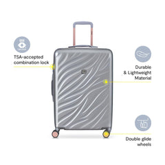 Delsey Alexis Lightweight Luggage, 4-Wheel Spinners Hardshell Suitcase, Expandable with TSA Lock ( Platinum/Rose Gold , 3-piece Set (21"/25"/29") ) Platinum/Rose Gold 3 Piece Set 21 25 29 U3