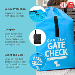 J.L. Childress Gate Check Bag for Car Seats - Air Travel Bag - Fits Convertible Car Seats, Infant carriers & Booster Seats ( Neon Blue , One Size ) Neon Blue One Size U1