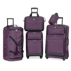 Skyway Luggage Seville Softside 5-Piece Travel Luggage Weather & Abrasion Resistant, Expandable with Spinner Wheels ( Purple , 5-Piece Set ) Purple 5 Piece Set U2