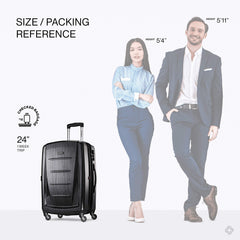 Samsonite Winfield 2 Hardside Luggage with Spinner Wheels Brushed Anthracite Checked Medium 24 Inch U9