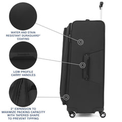 Travelpro Maxlite 5 Softside Expandable Luggage with 4 Spinner Wheels, Lightweight Suitcase, Men and Women Black Checked Large 29 Inch U28