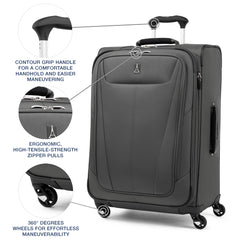 Travelpro Maxlite 5 Softside Expandable Luggage with 4 Spinner Wheels, Lightweight Suitcase, Men and Women ( Shadow Grey , Checked-Medium 25-Inch ) Shadow Grey Checked Medium 25 Inch U4