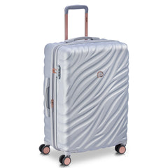 Delsey Alexis Lightweight Luggage, 4-Wheel Spinners Hardshell Suitcase, Expandable with TSA Lock ( Platinum/Rose Gold , Checked-Medium 25-Inch ) Platinum/Rose Gold Checked Medium 25 Inch U8