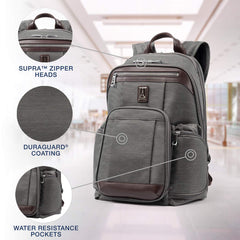 Travelpro Platinum Elite Business Laptop Backpack, Fits up to 17.5 Inch Laptop, Work School Travel, Men and Women Vintage Grey 17 5 Inch U1