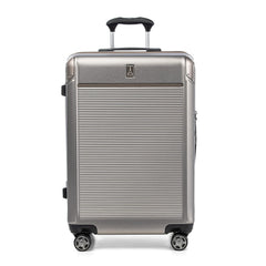 Travelpro Platinum Elite Hardside Expandable Spinner Wheel Luggage TSA Lock Hard Shell Polycarbonate Suitcase Metallic Sand Checked Medium 25 Inch U1