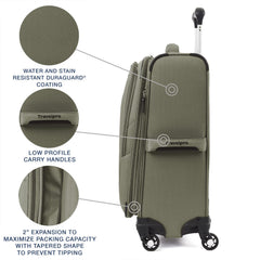 Travelpro Maxlite 5 Softside Expandable Luggage with 4 Spinner Wheels, Lightweight Suitcase, Men and Women Slate Green Carry On 21 Inch U8