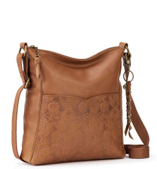 The Sak Lucia Leather Crossbody Tobacco Floral Embossed One Size U1