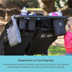 J.L. Childress DoubleCOOL, Double-Wide Insulated Stroller Accessory Organizer and Storage, Includes Cupholder, Zipper Compartments, Mesh Pockets, and Cooler ( Black , One Size ) Black One Size U1