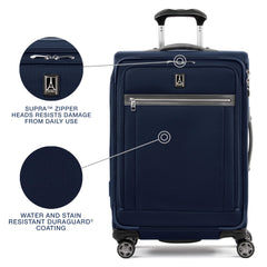 Travelpro Platinum Elite Softside Expandable Checked Luggage, 8 Wheel Spinner Large Suitcase, TSA Lock, Men and Women ( Dark Blue , Checked-Medium 25-Inch ) Dark Blue Checked Medium 25 Inch U1