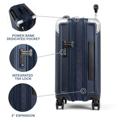 Travelpro Platinum Elite Hardside Expandable Spinner Wheel Luggage TSA Lock Hard Shell Polycarbonate Suitcase ( True Navy Blue , Compact Carry-On 20-Inch ) True Navy Blue Compact Carry On 20 Inch U1